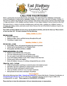 Call for Pumpkinfest volunteers!